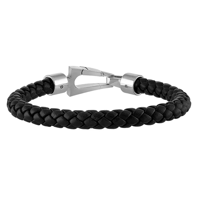 Bottega Veneta - Intrecciato Leather Oxidised Silver-Tone Bracelet