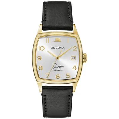 Men's Bulova Frank Sinatra 'Young At Heart' Black Leather Strap Watch 97B197