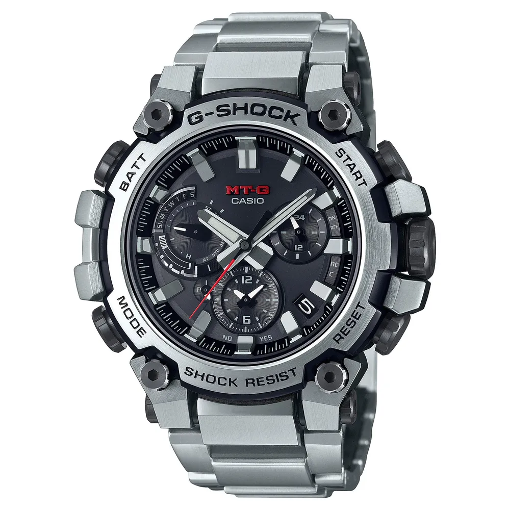 G-Shock Casio G-Shock MT-G Light and Silver and Black Connected Watch | MTGB3000D-1A | Street Town Centre