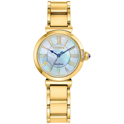 Citizen Eco-Drive Maybells Crystal Accent and Gold-Tone Bracelet Watch | 30mm | EM1062-57D