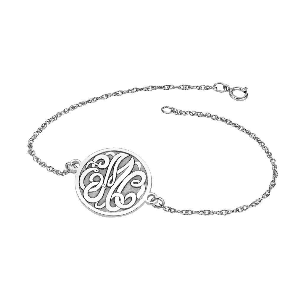 Personalized Monogram & Pearl Bracelet Set in Sterling Silver