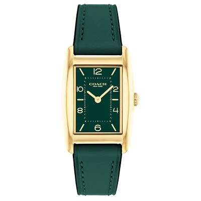 COACH Reese Green Dial Green Leather Strap Watch 24mmx35mm - 14504354