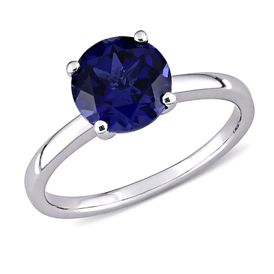 Created Blue Sapphire Solitaire Ring