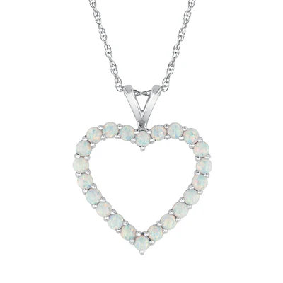 Created Opal Sterling Silver Heart Pendant Necklace