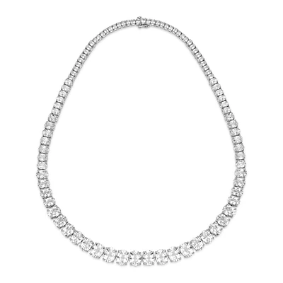 Created White Sapphire Sterling Silver Tennis Necklace