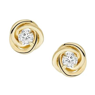 Cubic Zirconia Love Knot Stud Earrings