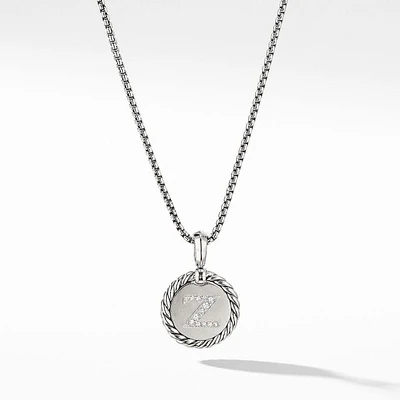 fandf David Yurman Initial Charm Necklace with Diamonds Letter Z