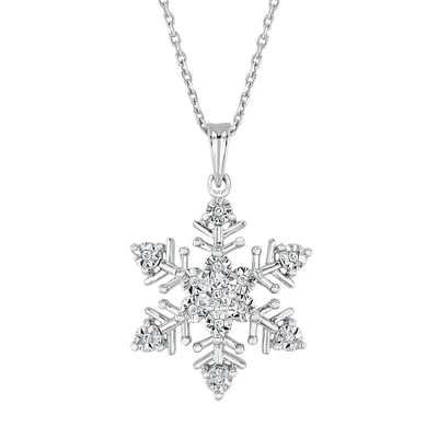 Diamond Accent Snowflake Pendant Necklace