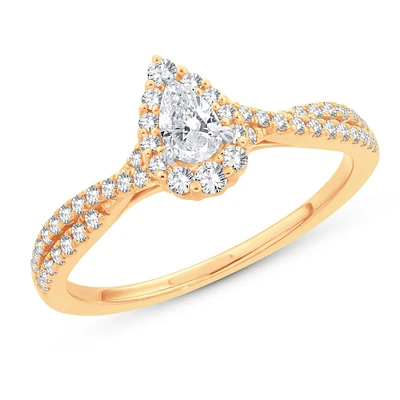 1/2ctw Pear Diamond Halo Engagement Ring | Glow Collection