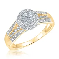 1/2ctw Round Diamond Composite Yellow Gold Engagement Ring and Wedding Band Set | Glow Collection
