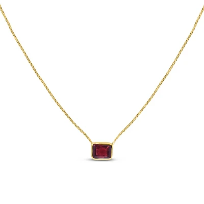 Emerald-Cut Garnet and Yellow Gold Necklace