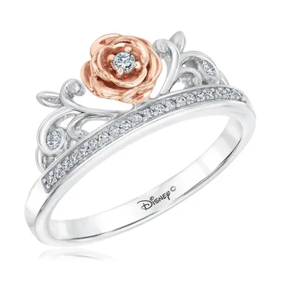 Enchanted Disney Fine Jewelry Diamond Belle Princess Ring 1/10ctw