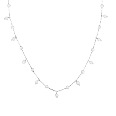 Freshwater Cultured Pearl Sterling Silver Station Necklace