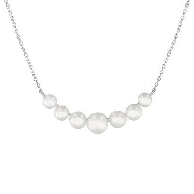 Graduated Freshwater Cultured Pearl Curved Bar Necklace