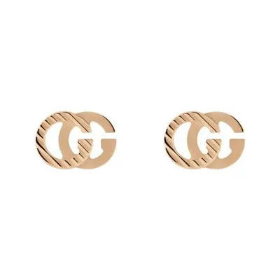 fandf Gucci GG Running Rose Gold Stud Earrings