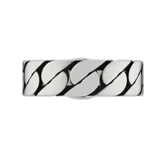 Interlocking G Sterling Silver Gourmette Ring (6.5)