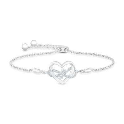 Hallmark Diamonds Heart and Infinity Bolo Bracelet 1/10ctw