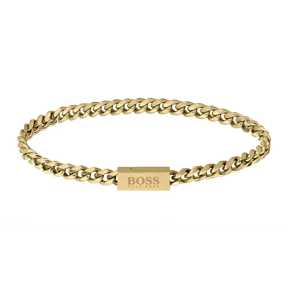 Hugo Boss Gold Ion-Plated Curb Chain Bracelet | 5mm | Men's Bridge Street Centre