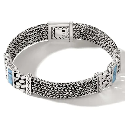 John Hardy Men's Rata Reversible Bracelet in Black Rhodium and Silver