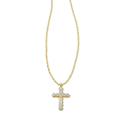 Kendra Scott Cross Pendant Necklace in White Crystal