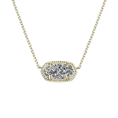 Kendra Scott Elisa Pendant Necklace in Platinum Drusy