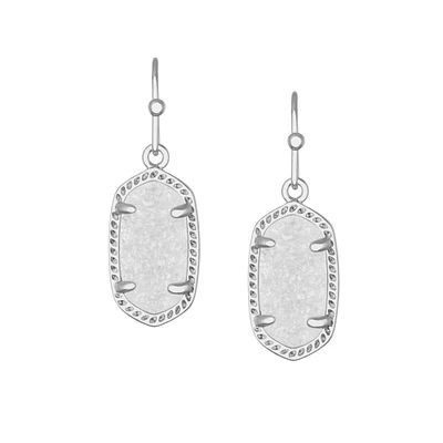 Kendra Scott Lee Silver Tone Earrings in Iridescent Drusy