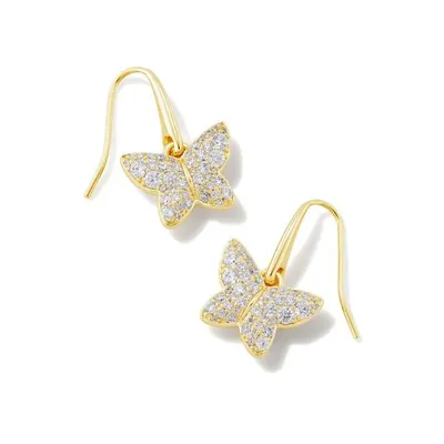 Kendra Scott Lillia Crystal Butterfly Drop Earrings in White Crystal