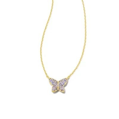 Kendra Scott Lillia Crystal Butterfly Pendant Necklace in Violet Crystal