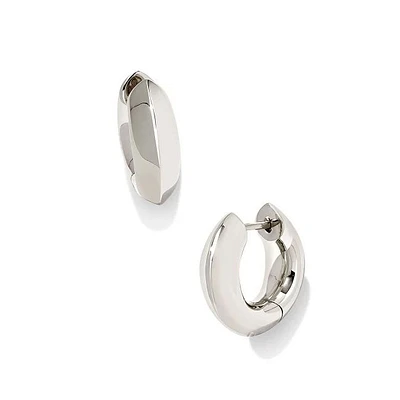 Kendra Scott Mikki Metal Huggie Earrings, Rhodium-Plated