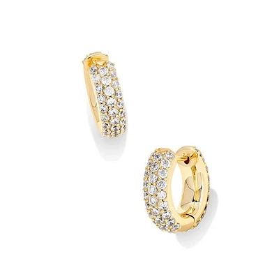 Kendra Scott Mikki Pave Huggie Earrings, Gold-Plated