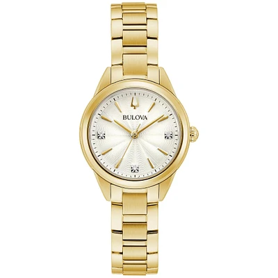 Ladies' Bulova Classic Sutton Diamond-Accent Gold-Tone Bracelet Watch | 28mm | 97P150