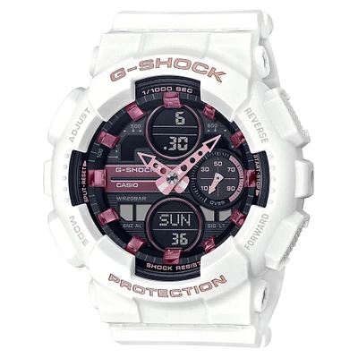 Ladies' Casio G-Shock Analog-Digital White Resin Watch GMAS140M-7A