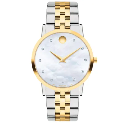 Ladies' Movado Museum Classic Mother of Pearl Diamond Dial Two-Tone Watch | 0607630