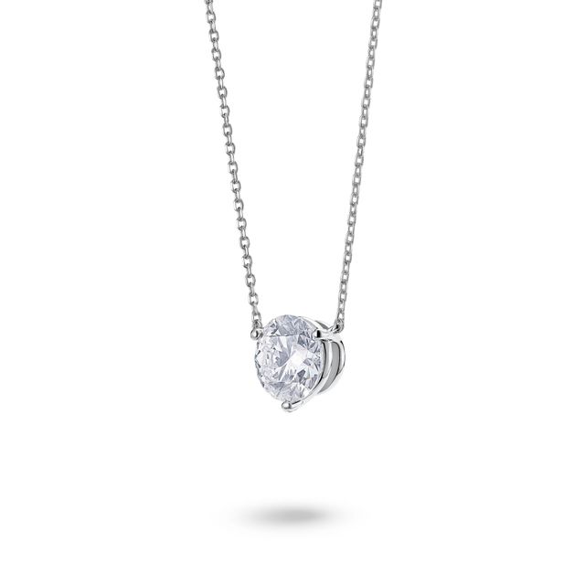 Lightbox 1/2ct Round Pink Lab Grown Diamond Solitaire Rose Gold Necklace