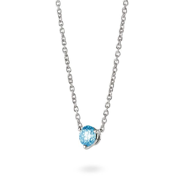 Lightbox 1-Carat Lab Grown Diamond Solitaire Necklace in Blue/14K White Gold