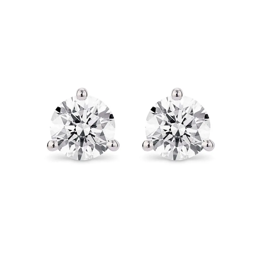 Lightbox 2-Carat Lab Grown Diamond Solitaire Stud Earrings in White/14K White Gold