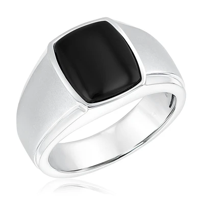 Black Onyx and Sterling Silver Ring | Men's