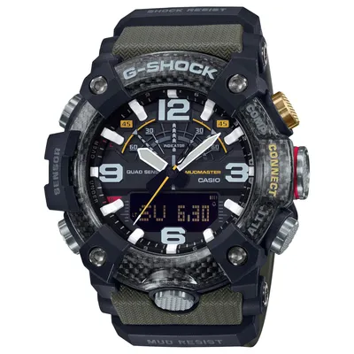 Men's Casio G-Shock Master of G Mudmaster Carbon Core Guard Quad Sensor Connected Olive Resin Watch GGB100-1A3