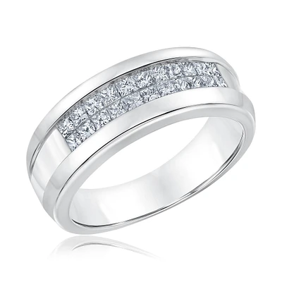 1ctw Princess Diamond 14k White Gold Channel Set Wedding Band