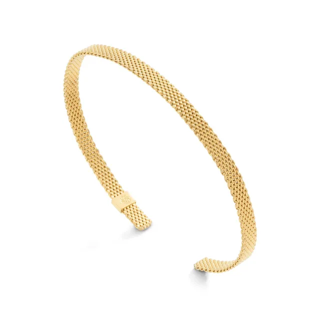 Yellow gold mesh cuff bracelet