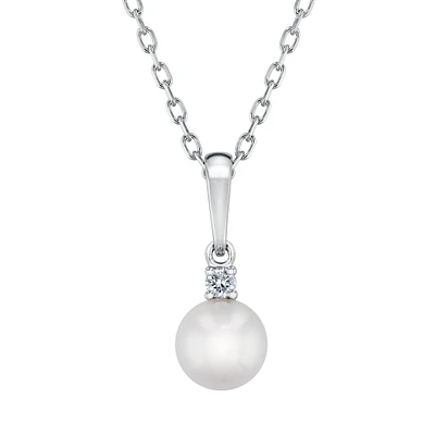 MIKIMOTO 6-6.5mm Akoya Cultured Pearl Pendant with Diamond