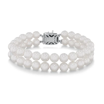 MIKIMOTO 6.5-7mm Akoya Cultured Pearl Double Strand Bracelet