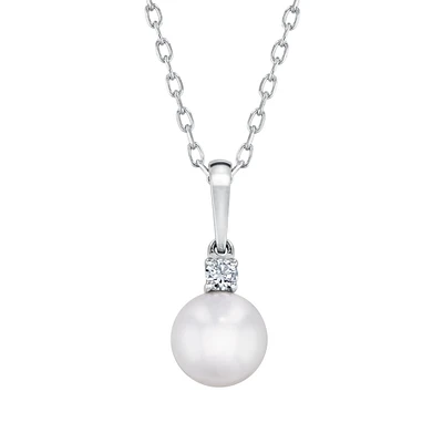 MIKIMOTO Akoya Cultured Pearl and Diamond Pendant