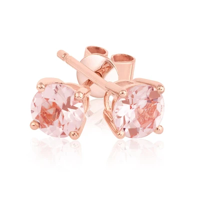 Round Morganite Rose Gold Stud Earrings