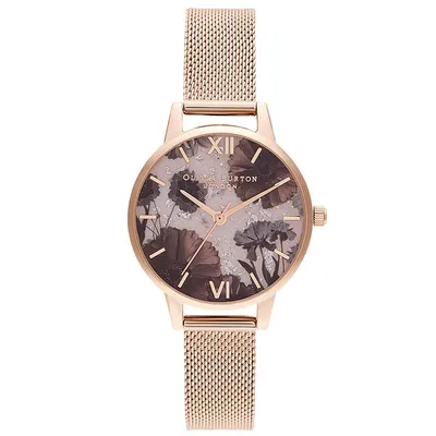 Olivia Burton Celestial Rose Gold Ion-Plated Mesh Stainless Steel Strap Watch OB16SP21