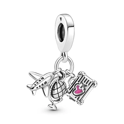 Pandora Airplane, Globe & Suitcase Dangle Charm