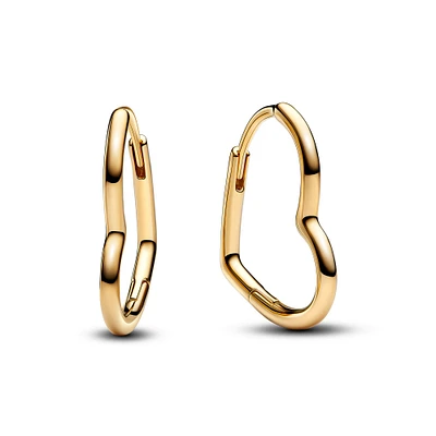 Pandora Asymmetrical Heart Gold-Plated Hoop Earrings