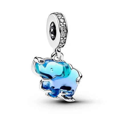 Pandora Blue Murano Glass Elephant Dangle Charm