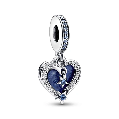 Pandora Celestial Shooting Star Heart Double Dangle Charm