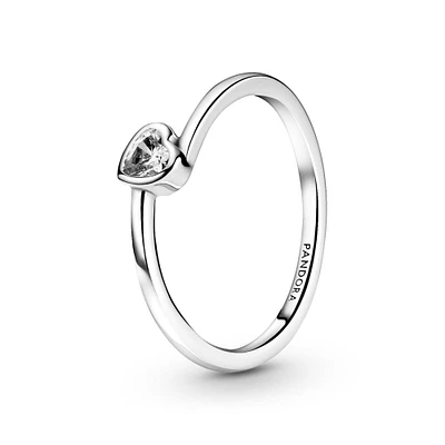 Pandora Clear Tilted Heart Solitaire Ring